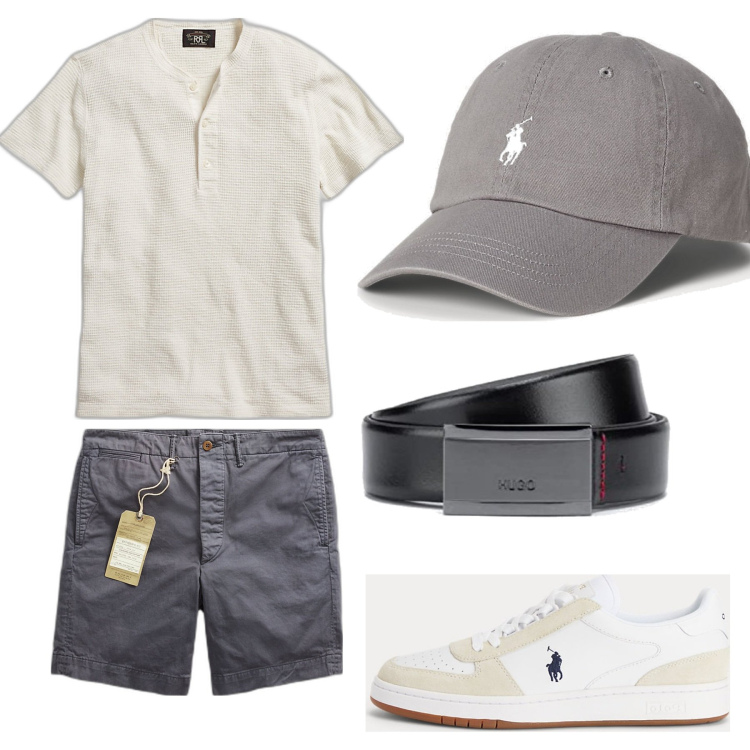 Outfit uomo - Total look #1676511. Stile Casual per Tutti i giorni. Abbinamento con cappelli, t-shirt, pantaloni chino, scarpe sportive, cinture.