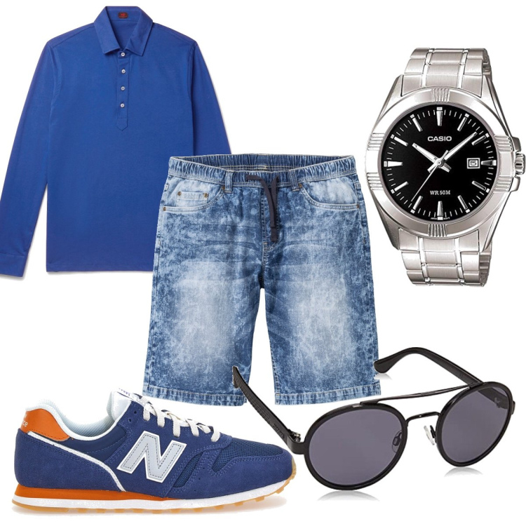 Outfit uomo - Total look #1676541. Stile Casual per Tutti i giorni. Abbinamento con bermuda, polo, occhiali da sole, orologi, sneakers.