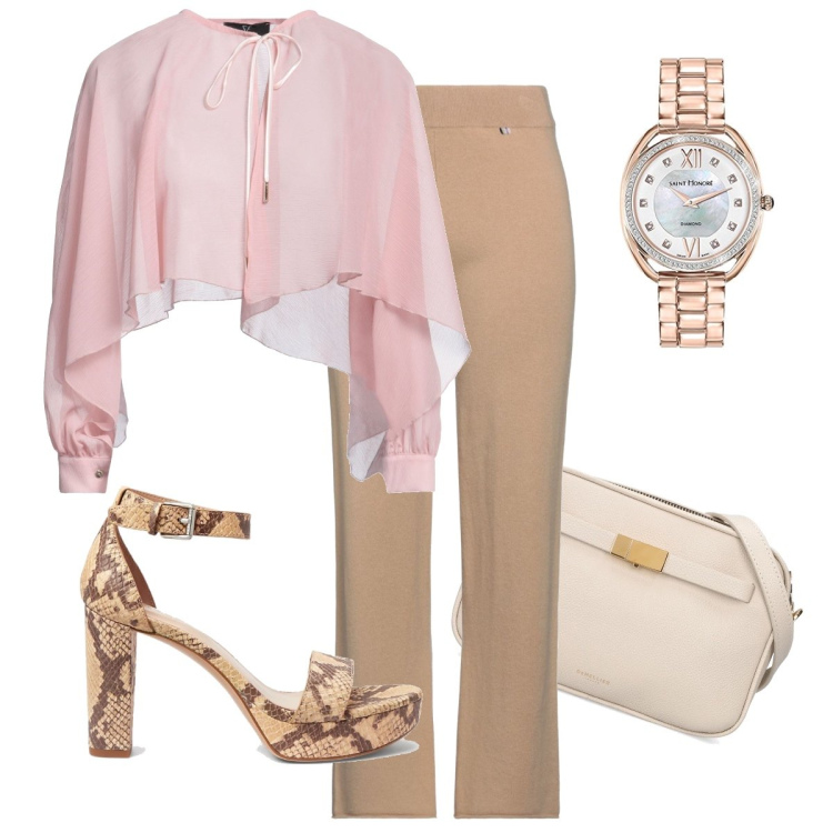 Outfit donna - La blusa capospalla. Stile Bon Ton per Serata fuori. Abbinamento con camicie, pantaloni, sandali in pelle, orologi analogici, borse a spalla.