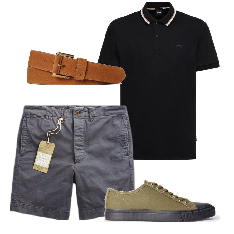 Outfit uomo - Sneakers verdi. Stile Trendy per Tutti i giorni. Abbinamento con sneakers, pantaloni chino, cinture, polo.