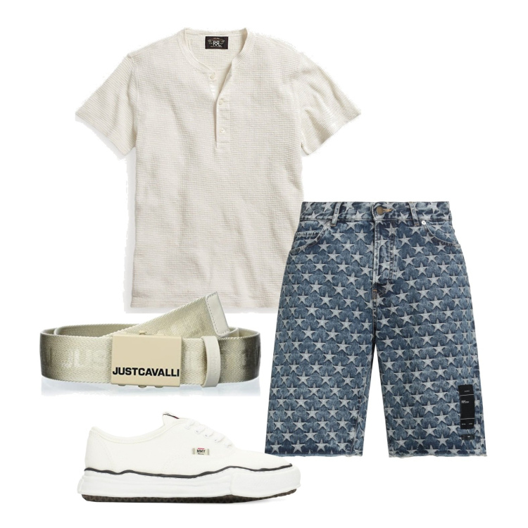 Outfit uomo - Ghost outfitter - luglio. Stile Trendy per Serata speciale. Abbinamento con shorts, t-shirt, cinture, sneakers.