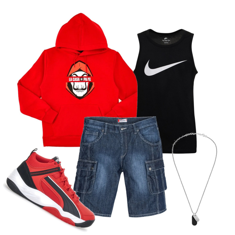 Outfit uomo - Ghost outfitter - luglio. Stile Trendy per Tutti i giorni. Abbinamento con bermuda, collane, sneakers, felpe, canottiere.