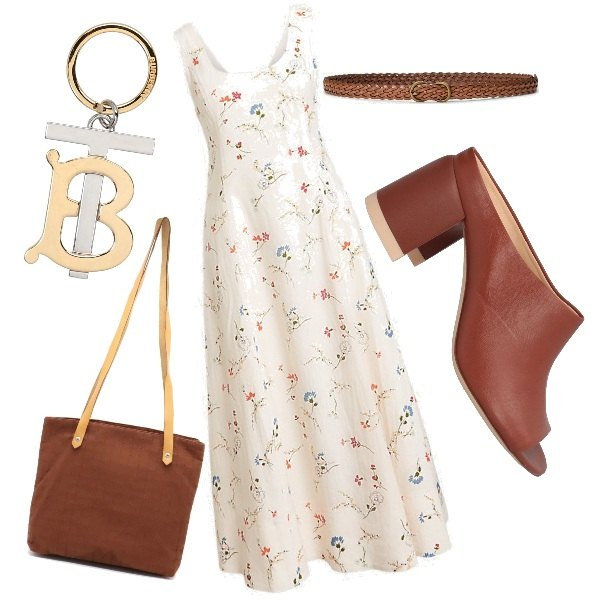 Outfit donna - Total look #1678088. Stile Casual per Ufficio. Abbinamento con sandali in pelle, portachiavi, borse a spalla, cinture, vestiti senza maniche.