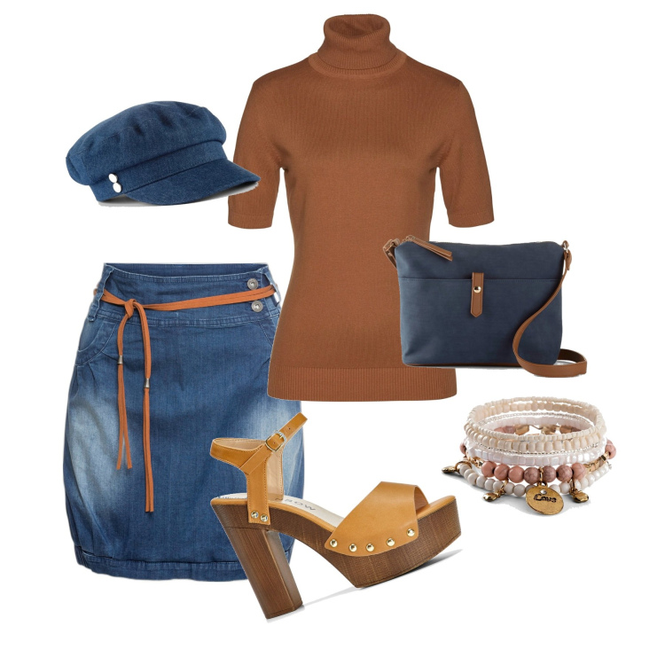 Outfit donna - Turista 70s. Stile Vintage retrò per Tutti i giorni. Abbinamento con minigonne, maglieria, braccialetti, borse a tracolla, sandali col tacco, cappelli.