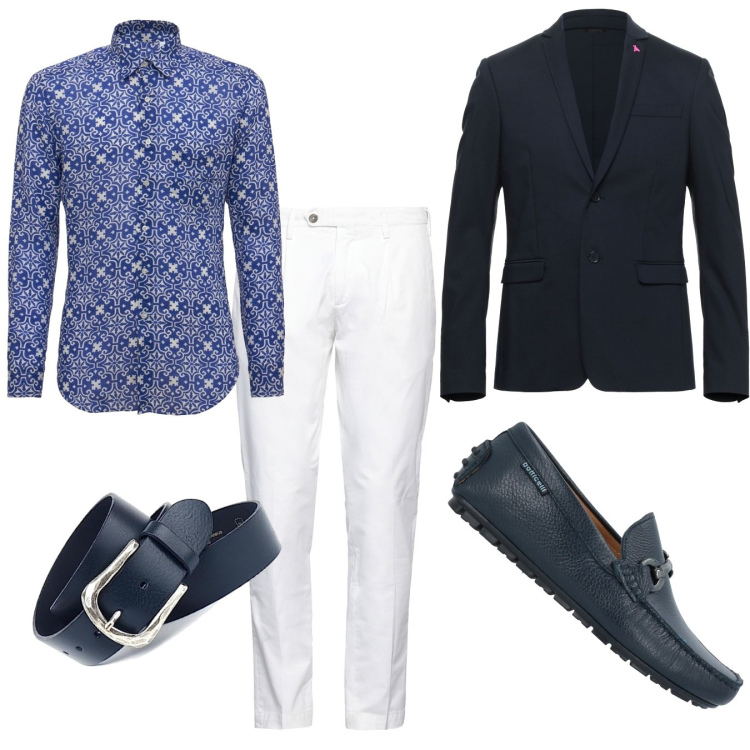 Outfit uomo - Colazione elegante. Stile Business/Elegante per Tutti i giorni. Abbinamento con giacche, scarpe stringate, pantaloni, camicie, cinture.