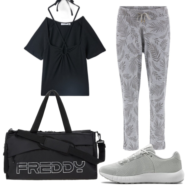 Outfit donna - Total look #1678963. Stile Basic per Sport. Abbinamento con t-shirt, borse sportive, pantaloni, scarpe sportive.