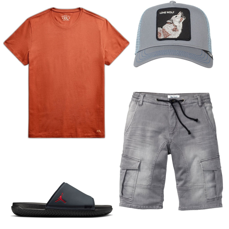 Outfit uomo - La ciabatta Nike. Stile Casual per Tutti i giorni. Abbinamento con bermuda, t-shirt, cappelli, sandali.