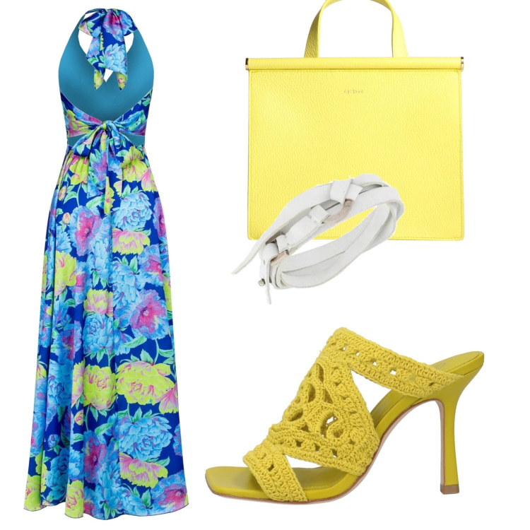 Outfit donna - Il vestito in raso. Stile Romantica per Tutti i giorni. Abbinamento con sandali in pelle, borse a mano, braccialetti, vestiti lunghi.