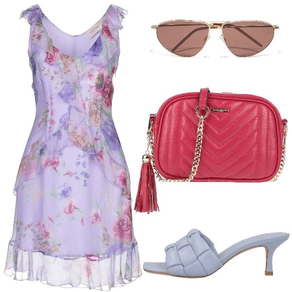 Outfit donna - Fun-tastic Summer. Stile Chic per Tutti i giorni. Abbinamento con vestiti corti, sandali in pelle, borse a tracolla, occhiali da sole.