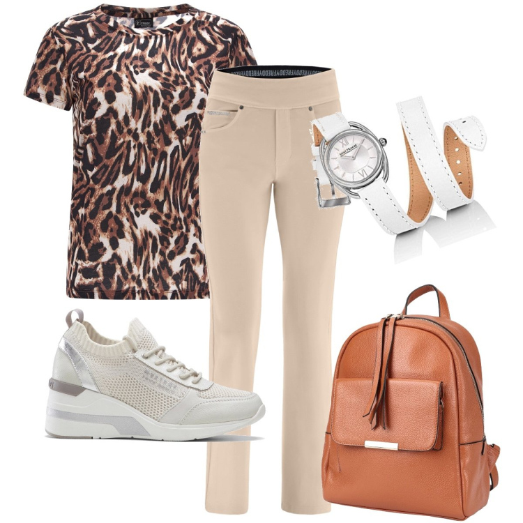 Outfit donna - Il cinturino avvolgibile. Stile Sporty chic per Tutti i giorni. Abbinamento con sneakers, zaini, pantaloni, t-shirt, orologi analogici.