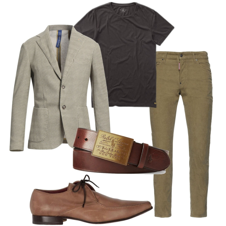 Outfit uomo - Note di classe. Stile Trendy per Tutti i giorni. Abbinamento con pantaloni, scarpe stringate, giacche, t-shirt, cinture.