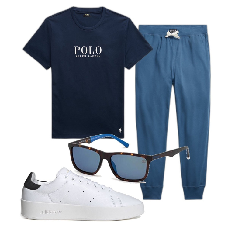 Outfit uomo - Total look #1679681. Stile Urban per Sport. Abbinamento con t-shirt, pantaloni, sneakers, occhiali da sole.