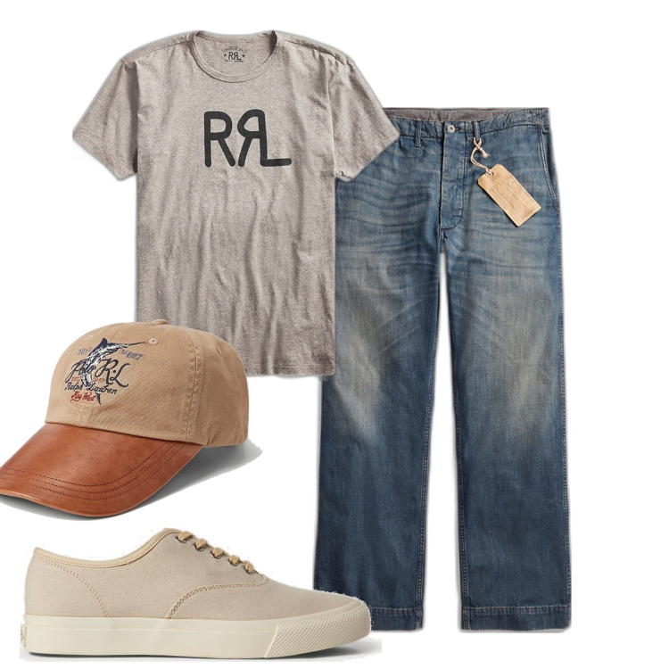Outfit uomo - In città. Stile Casual per Tutti i giorni. Abbinamento con sneakers, t-shirt, pantaloni chino, cappelli con visiera.