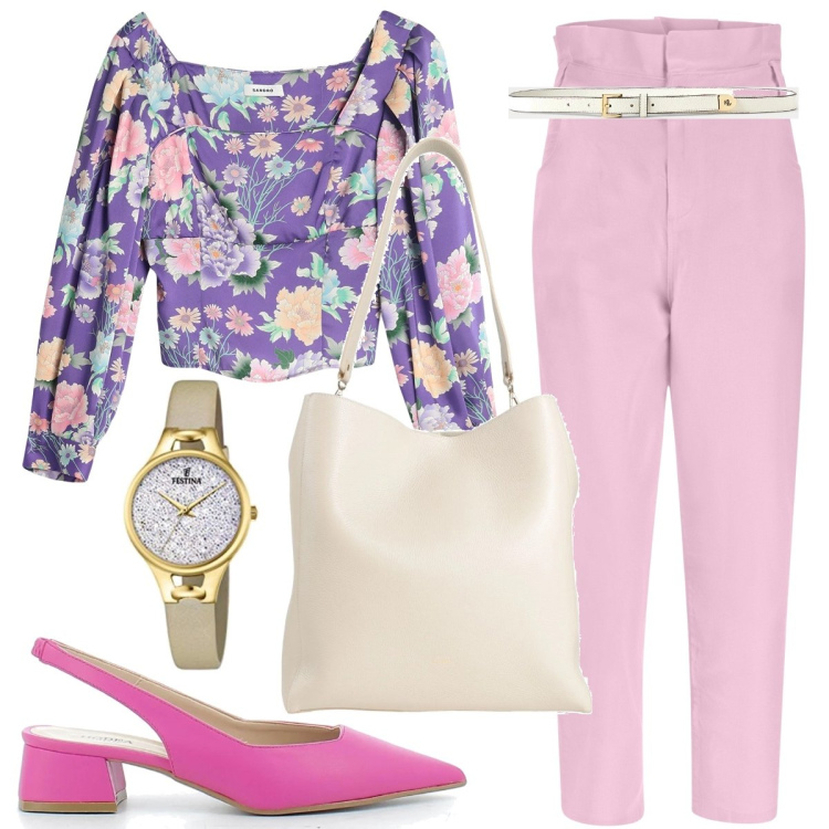 Outfit donna - Total look #1680010. Stile Casual chic per Ufficio. look ideale per Tall. Abbinamento con borse a spalla, bluse, jeans, sandali in pelle, cinture, orologi analogici.