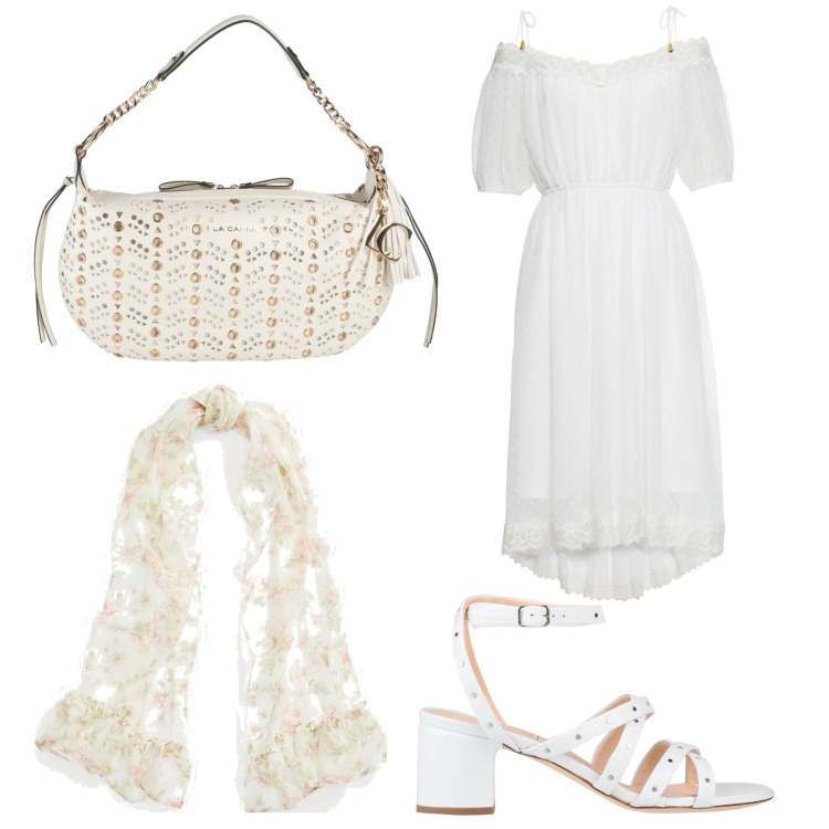 Outfit donna - Estate boho-chic. Stile Boho per Tutti i giorni. Abbinamento con vestiti, sandali in pelle, borse a spalla, sciarpe.