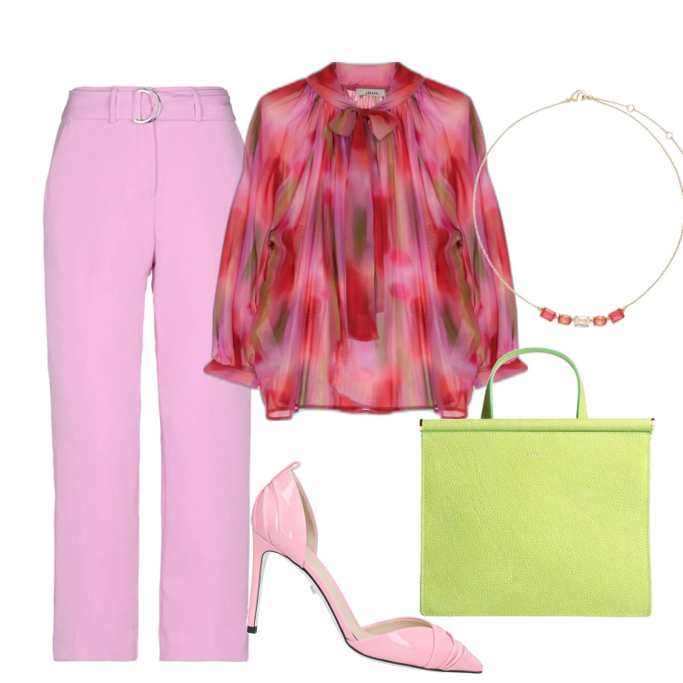 Outfit donna - Barbie pari opportunità. Stile Casual chic per Ufficio. Abbinamento con pantaloni, borse a mano, décolleté, bluse, collane.