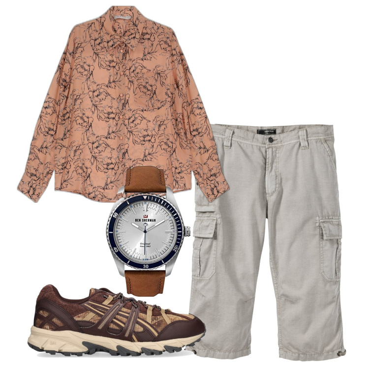 Outfit uomo - Un tipo creativo. Stile Casual per Tutti i giorni. Abbinamento con bermuda, camicie, orologi analogici, sneakers.