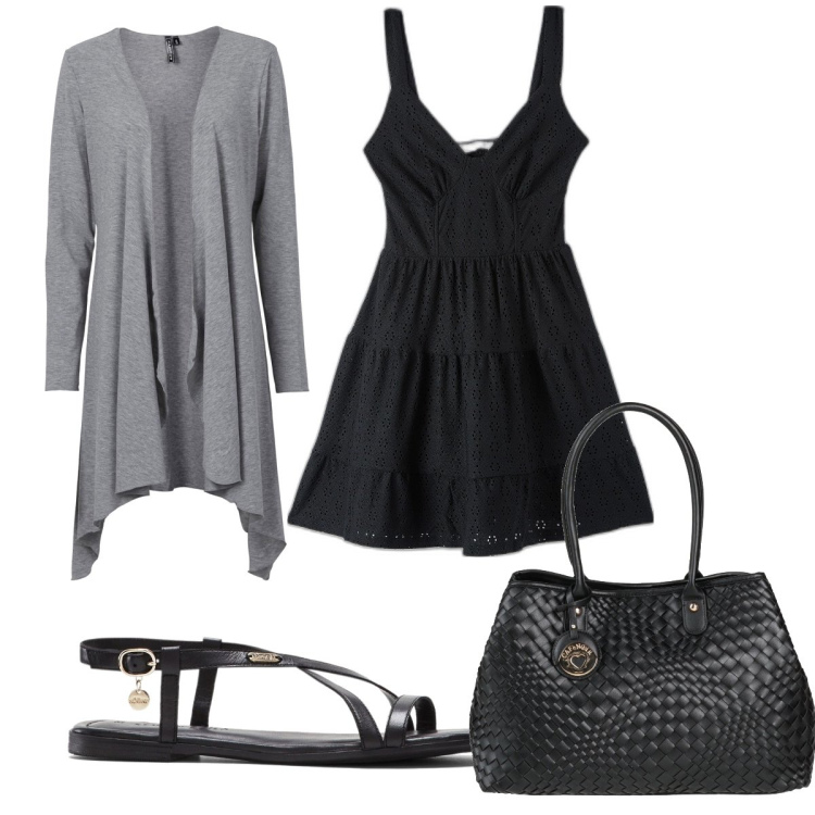 Outfit donna - Total look #1680465. Stile Trendy per Tutti i giorni. Abbinamento con borse a mano, cardigans, sandali in pelle, vestiti.
