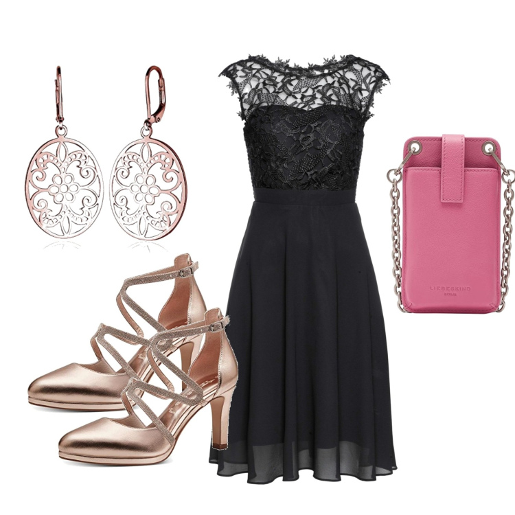 Outfit femme - Ma soirée. Style Glamour pour Cérémonie. Assortir avec robes longues, boucles d'oreilles, chaussures à talon, clutches.