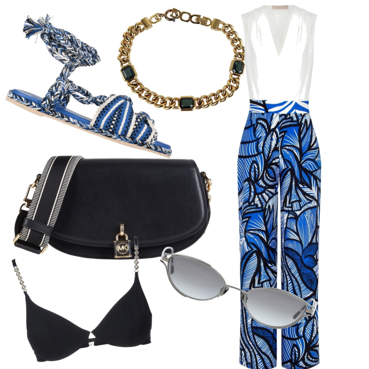 Outfit donna - Comoda e glamour. Stile Bon Ton per Tutti i giorni. Abbinamento con braccialetti, occhiali da sole, reggiseni, borse a tracolla, sandali, tute.