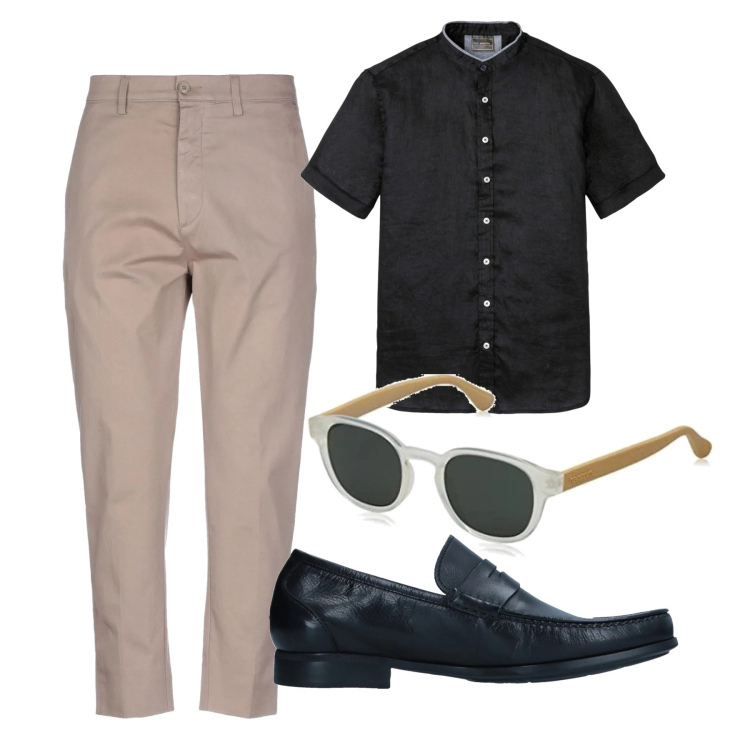 Outfit uomo - Total look #1681205. Stile Trendy per Tutti i giorni. Abbinamento con camicie a manica corta, pantaloni, scarpe stringate, occhiali da sole.