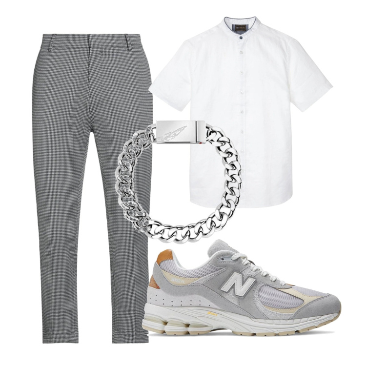 Outfit uomo - Total look #1681207. Stile Trendy per Tutti i giorni. Abbinamento con camicie a manica corta, pantaloni, sneakers, braccialetti.