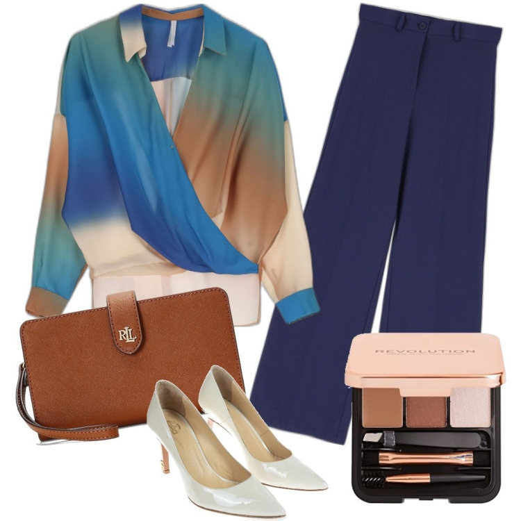 Outfit donna - La blusa leggera. Stile Bon Ton per Serata fuori. Abbinamento con camicie, pantaloni a palazzo, décolleté, pochette, ciprie.