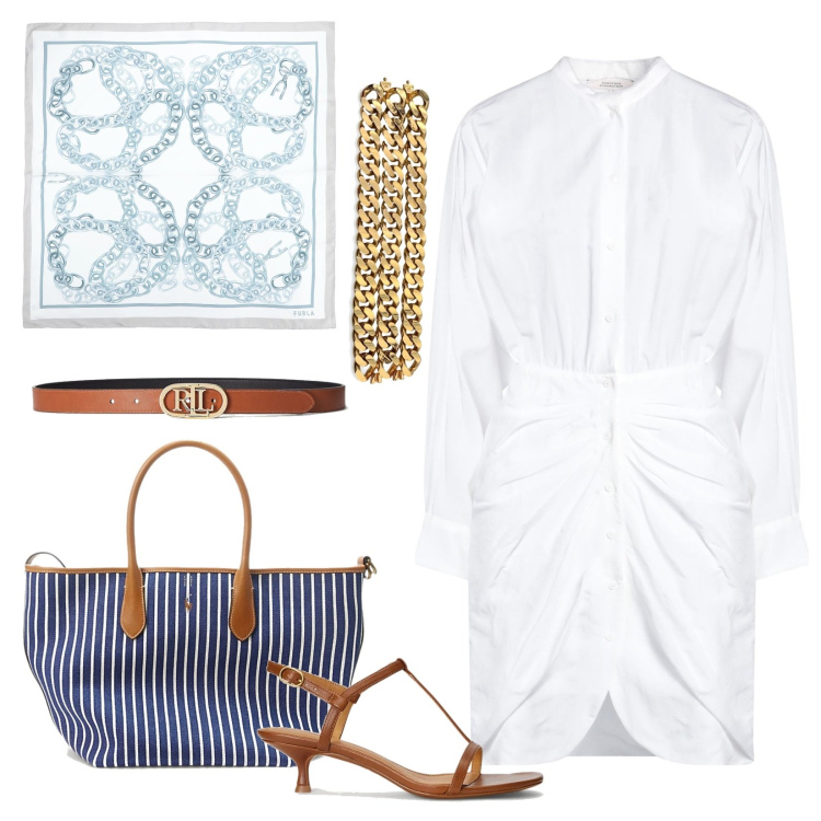 Outfit donna - La shopping bag per l\'ufficio. Stile Chic per Ufficio. Abbinamento con vestiti midi/longuette, braccialetti, sciarpe, cinture, sandali col tacco, borse tote.