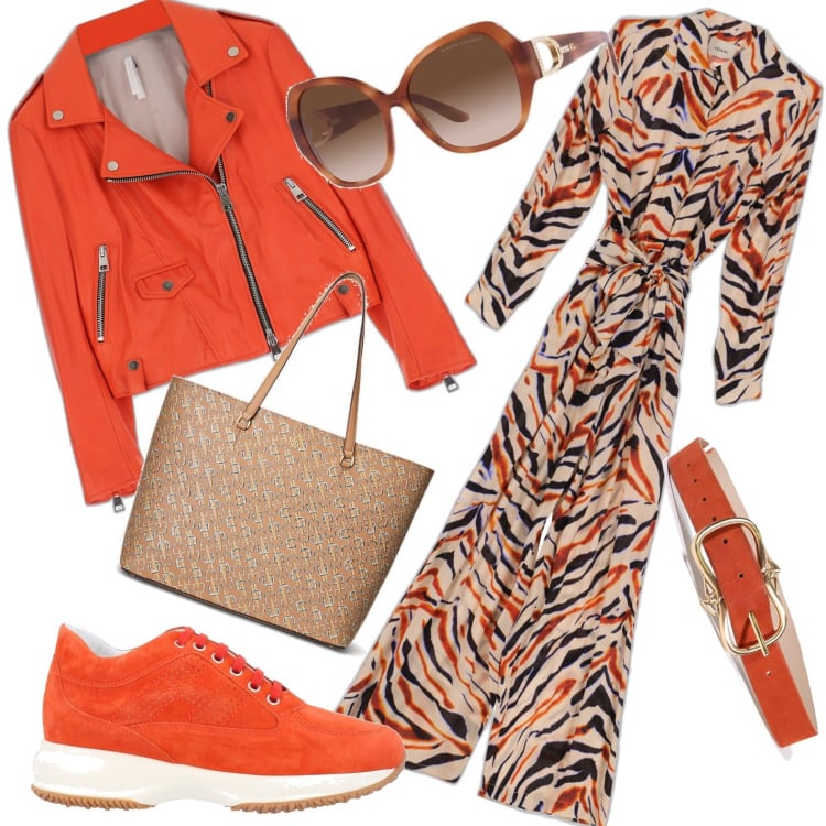 Outfit donna - In città. Stile Casual per Tutti i giorni. Abbinamento con sneakers, cinture, giacche, borse tote, occhiali da sole, tute.