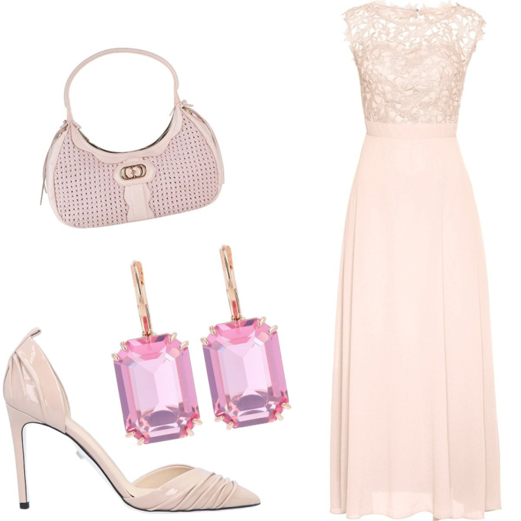 Outfit donna - Total look #1683375. Stile Glamour per Cerimonia. Abbinamento con vestiti lunghi, décolleté, borse a mano, orecchini.