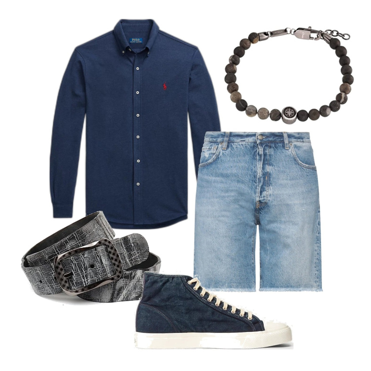 Outfit uomo - Ghost outfitter - agosto. Stile Casual per Serata speciale. Abbinamento con shorts, sneakers, camicie, cinture, braccialetti.