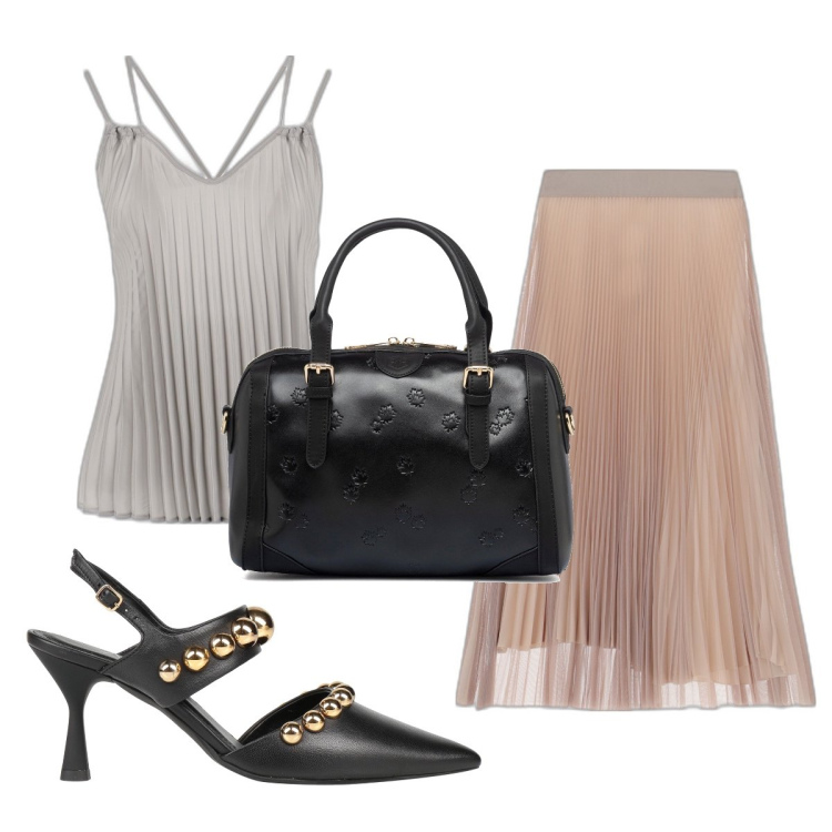 Outfit donna - Total look #1683935. Stile Chic per Cerimonia. Abbinamento con décolleté, gonne longuette, top, borse a mano.