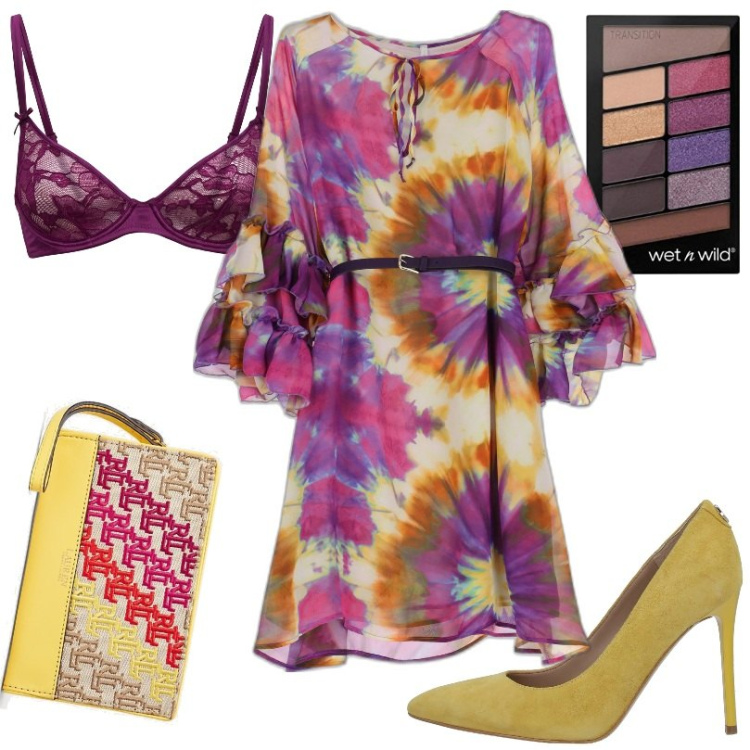 Outfit donna - Total look #1684350. Stile Urban per Tutti i giorni. Abbinamento con décolleté, vestiti corti, pochette, reggiseni, ombretti.