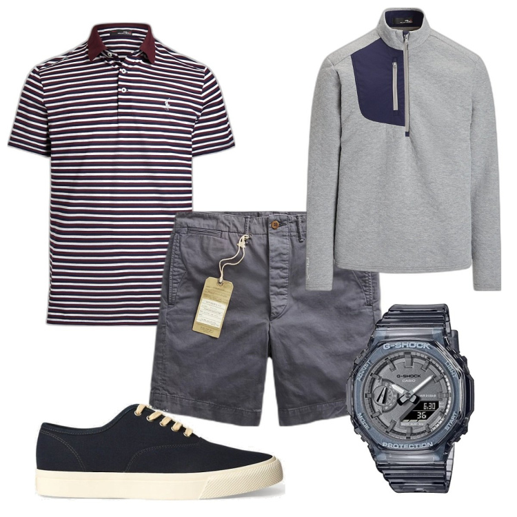 Outfit uomo - Total look #1684848. Stile Trendy per Tutti i giorni. Abbinamento con sneakers, pantaloni chino, polo, pullovers, orologi.