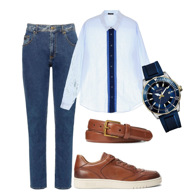 Outfit uomo - Il dettaglio che fa stile. Stile Trendy per Tutti i giorni. Abbinamento con camicie, cinture, scarpe sportive, jeans, orologi analogici.