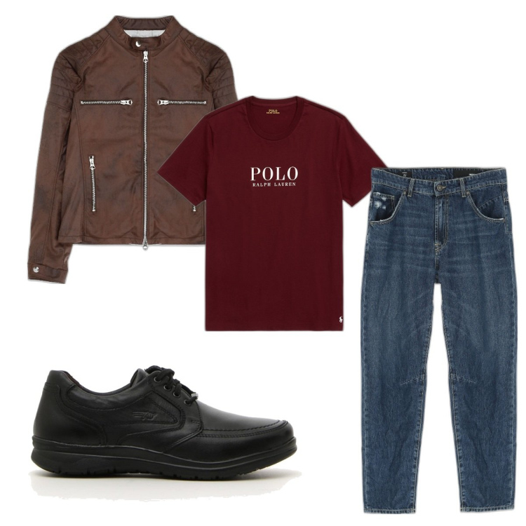Outfit uomo - Total look #1686914. Stile Trendy per Tutti i giorni. Abbinamento con giacche, jeans, t-shirt, scarpe stringate.