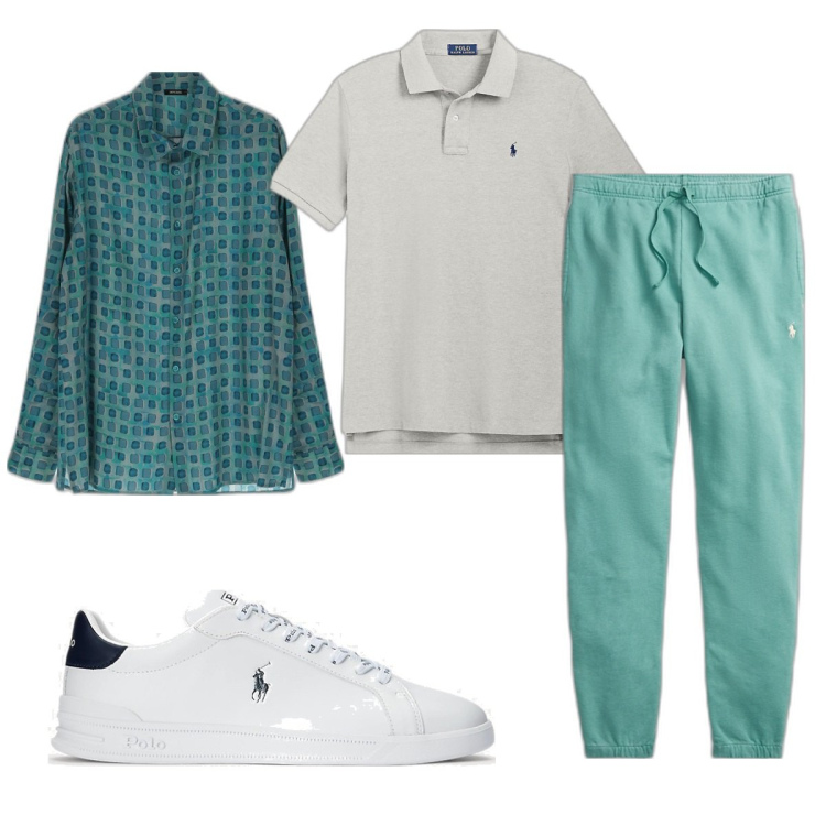 Outfit uomo - Total look #1686917. Stile Trendy per Tutti i giorni. Abbinamento con camicie, sneakers, polo, pantaloni.