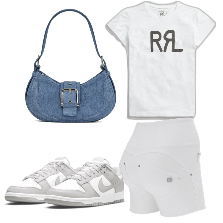 Outfit donna - Total look #1687023. Stile Basic per Tutti i giorni. Abbinamento con sneakers, shorts, t-shirt, borse a spalla.