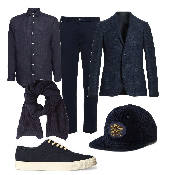 Outfit uomo - Total look #1687138. Stile Business/Elegante per Ufficio. Abbinamento con giacche, sneakers, cappelli con visiera, sciarpe, pantaloni, camicie.