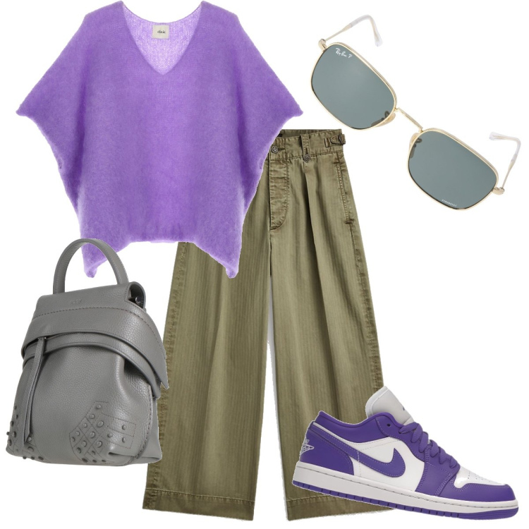 Outfit donna - Stile over size. Stile Urban per Tutti i giorni. Abbinamento con sneakers, zaini, pantaloni, maglieria, occhiali da sole.