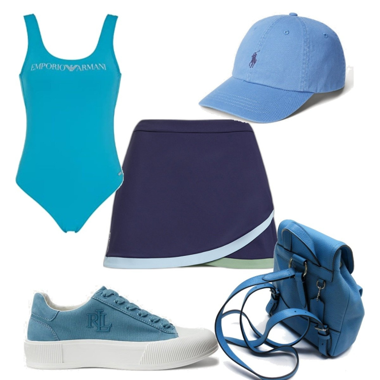 Outfit donna - Total look #1688505. Stile Trendy per Mare. Abbinamento con zaini, cappelli, minigonne, sneakers, costumi interi.