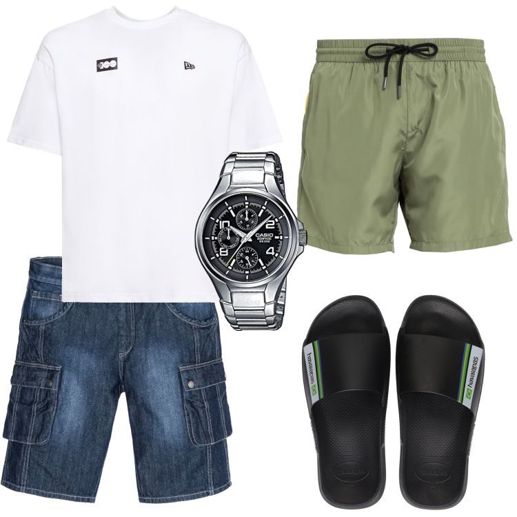 Outfit uomo - ....to the sea. Stile Trendy per Mare. Abbinamento con bermuda, costumi, orologi, t-shirt, sandali.