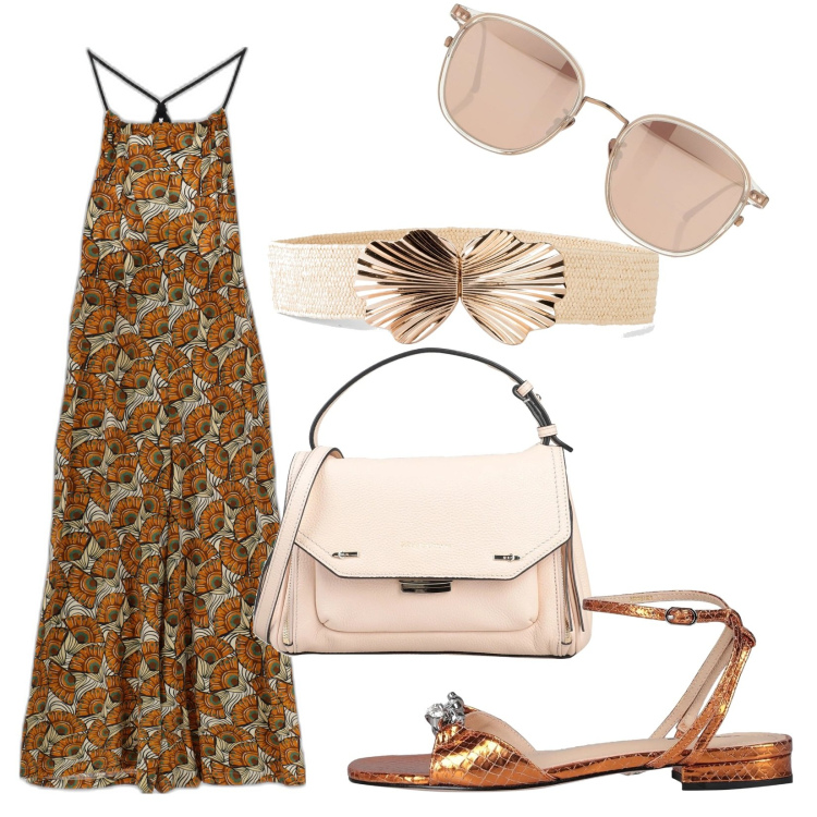 Outfit donna - L\'accessorio perfetto per l\'estate. Stile Casual per Tutti i giorni. Abbinamento con cinture, sandali in pelle, borse a mano, occhiali da sole, tute.