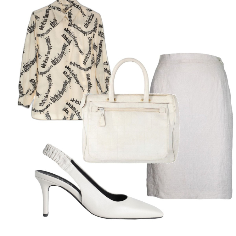 Outfit donna - Total look #1689988. Stile Chic per Ufficio. Abbinamento con décolleté, borse a mano, gonne longuette, camicie.