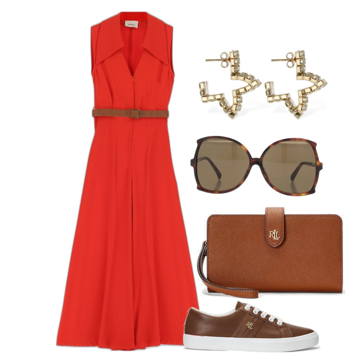 Outfit donna - Ghost outfitter - agosto. Stile Casual chic per Tutti i giorni. Abbinamento con occhiali da sole, tute, pochette, sneakers, orecchini.