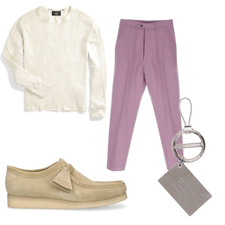 Outfit uomo - Total look #1691258. Stile Trendy per Tutti i giorni. Abbinamento con portachiavi, pantaloni, maglieria, scarpe stringate.