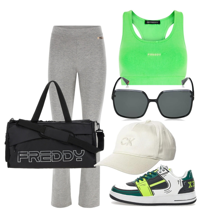 Outfit donna - Ghost outfitter - agosto. Stile Sporty chic per Sport. Abbinamento con borse sportive, pantaloni, top sportivi, sneakers, occhiali da sole, cappelli con visiera.