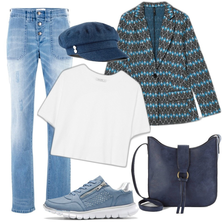 Outfit donna - L\'intramontabile t-shirt bianca. Stile Casual chic per Scuola/Università. Abbinamento con jeans boyfriend, sneakers, borse a tracolla, cappelli, giacche, t-shirt.