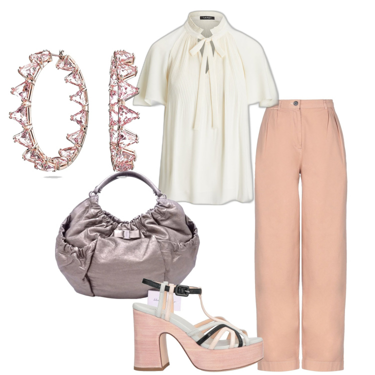 Outfit donna - Linee delicate e morbide. Stile Bon Ton per Tutti i giorni. Abbinamento con borse a mano, pantaloni, sandali in pelle, camicie, orecchini.