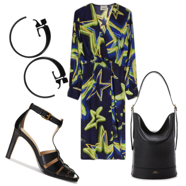 Outfit donna - Vacanze finite. Stile Urban per Ufficio. Abbinamento con vestiti midi/longuette, borse a secchiello, décolleté, orecchini.